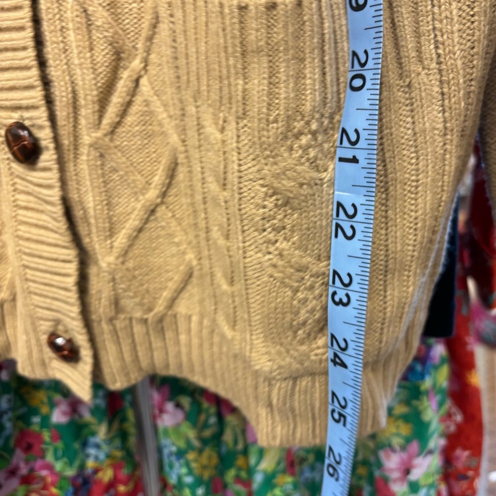 NWT collared cable knit tan cardigan, medium - Picture 8 of 8